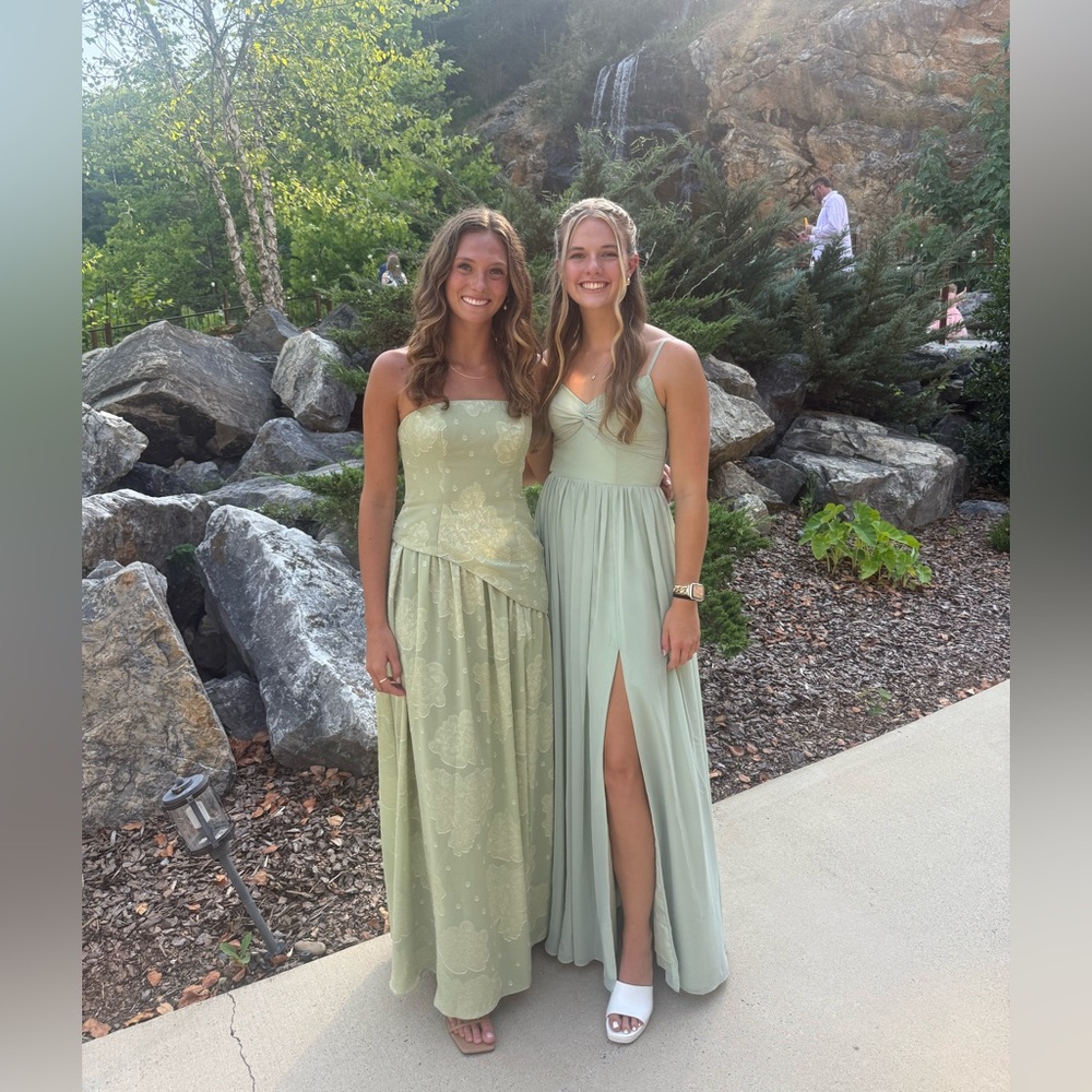 Azazie Strapless Green Dresses